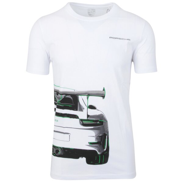 Porsche Herren Kurzarm T-Shirt GT3 RS 100% Baumwolle Rundhals Weiß
